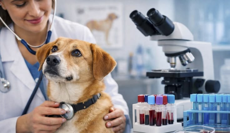 Emergency veterinary team checking a dog